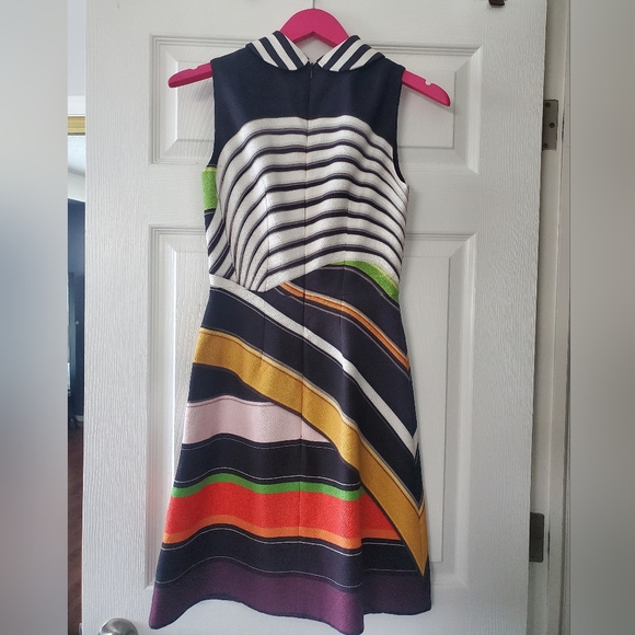 Mary Katrantzou Designer Silk Dress With Stripes and Flowers - Picture 3 of 6